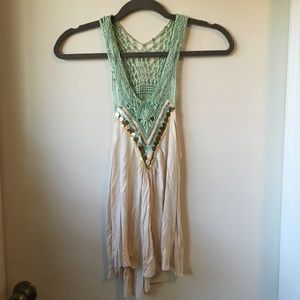 Free People Mermaid Crochet Beaded Tank